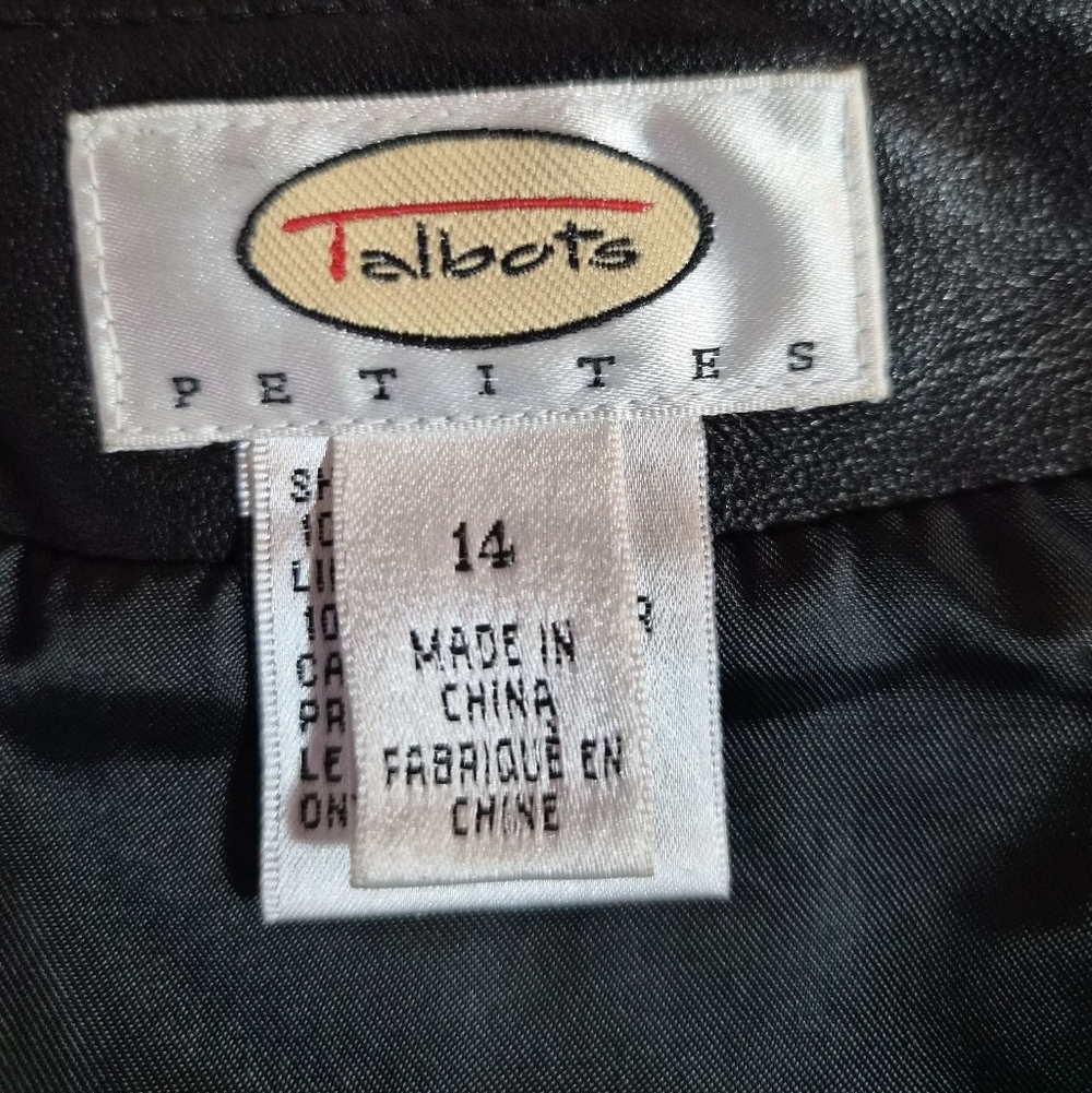 Talbots Petites 100% Genuine Leather Pencil Skirt - Black - Size 14P - Picture 3 of 6